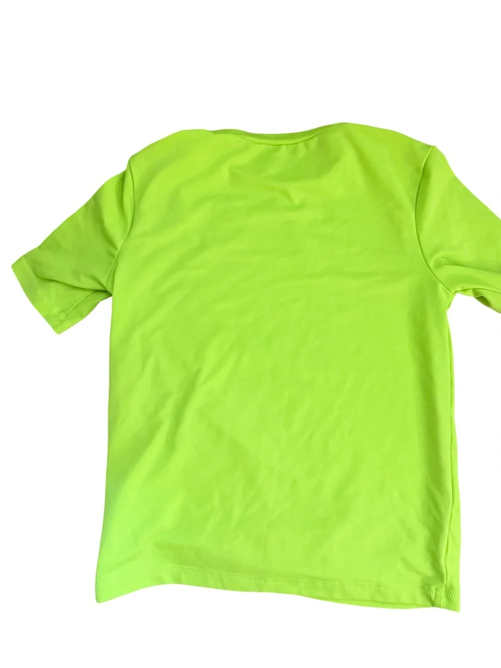 Cat & Jack Boys Neon Lime Green Short Sleeve Rash Guard Swim Shirt -Size S (6/7)